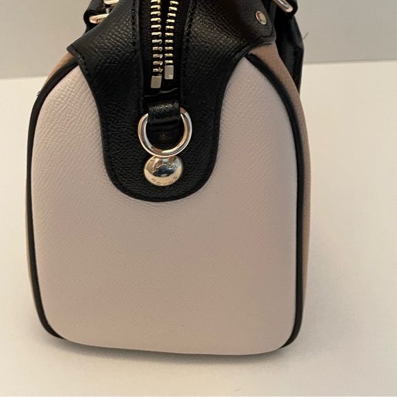 Coach color block convertible satchel/crossbody in white, tan, and black. - Picture 2 of 10